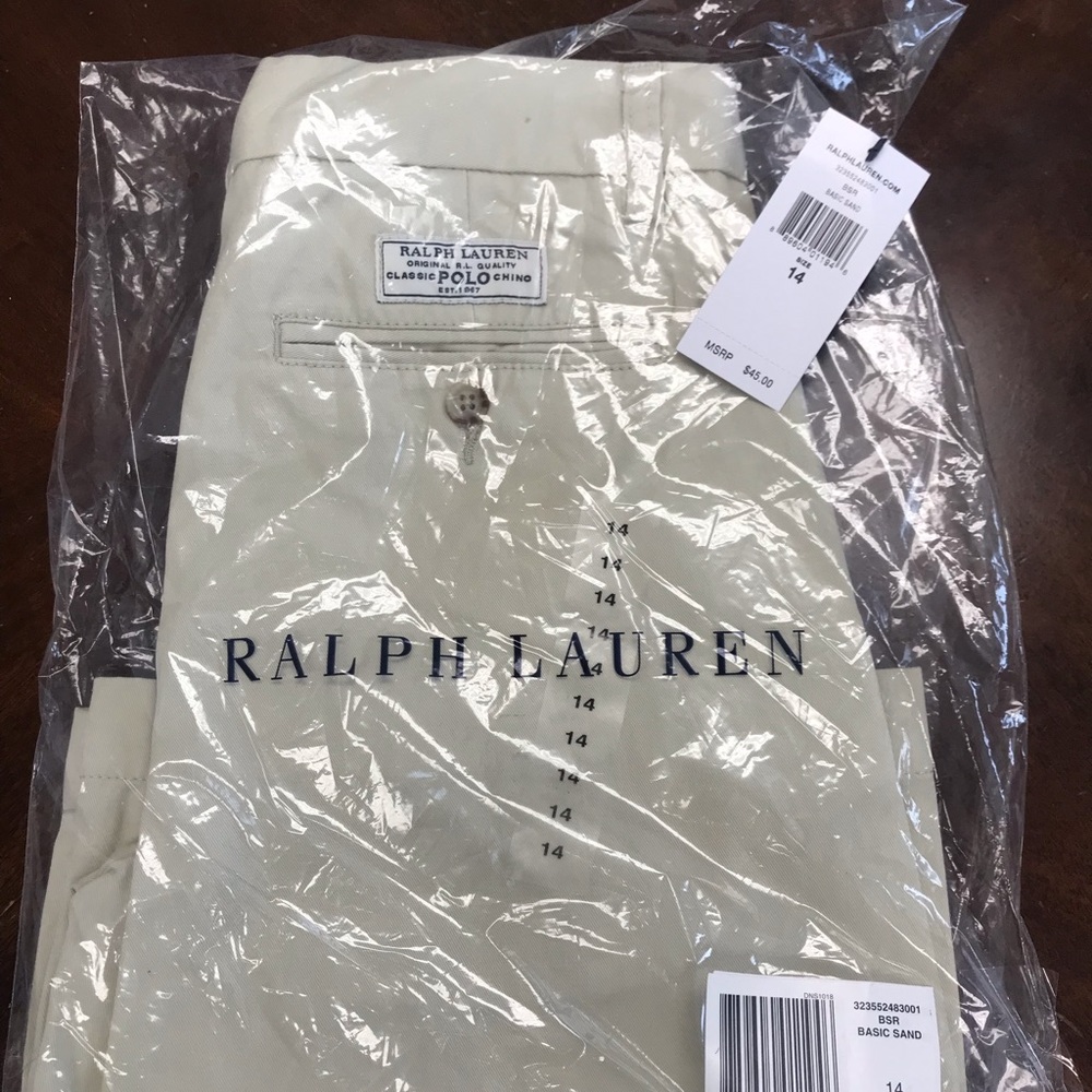 Boys Size 10 & 14 Ralph Lauren Khaki Shorts-NWT
